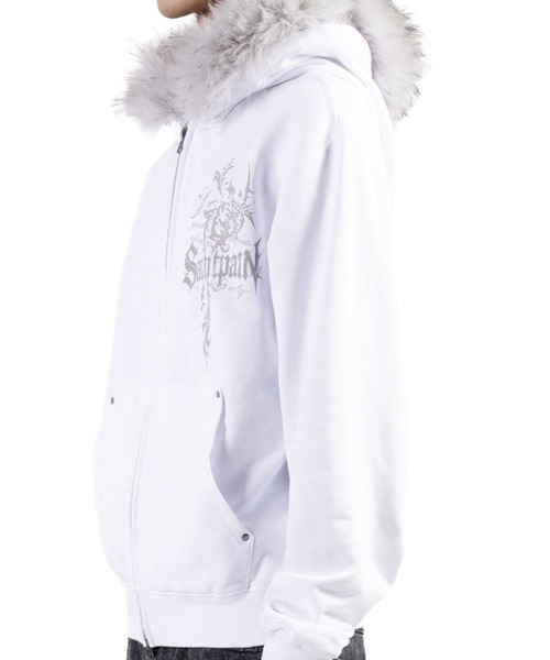 SAINTPAIN(セイントペイン)の「【UNISEX】SAINTPAIN/ファーフードジップアップ(パーカー・メンズ・ホワイト/ブラック・LARGE/MEDIUM)」の6枚目の写真