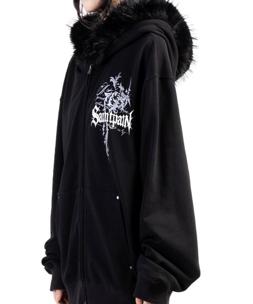SAINTPAIN(セイントペイン)の「【UNISEX】SAINTPAIN/ファーフードジップアップ(パーカー・メンズ・ホワイト/ブラック・LARGE/MEDIUM)」の3枚目の写真