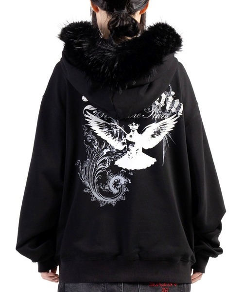 SAINTPAIN(セイントペイン)の「【UNISEX】SAINTPAIN/ファーフードジップアップ(パーカー・メンズ・ホワイト/ブラック・LARGE/MEDIUM)」の4枚目の写真