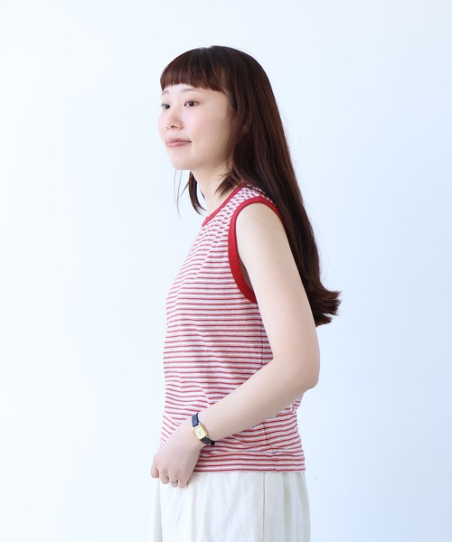 bulle de savon（ビュルデサボン）の「マルチボーダー ノースリ（Tシャツ/カットソー・レディース・ブルー/レッド・FREE）」の13枚目の写真