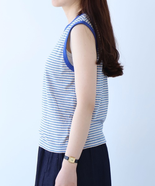 bulle de savon（ビュルデサボン）の「マルチボーダー ノースリ（Tシャツ/カットソー・レディース・ブルー/レッド・FREE）」の11枚目の写真