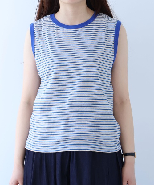 bulle de savon（ビュルデサボン）の「マルチボーダー ノースリ（Tシャツ/カットソー・レディース・ブルー/レッド・FREE）」の10枚目の写真