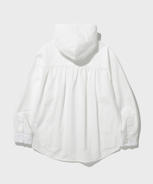 SHIRTER(シャーター)の「SHIRRING HOODED JACKET (WHITE)(ナイロンジャケット・メンズ・その他・LARGE/MEDIUM/SMALL)」の2枚目の写真