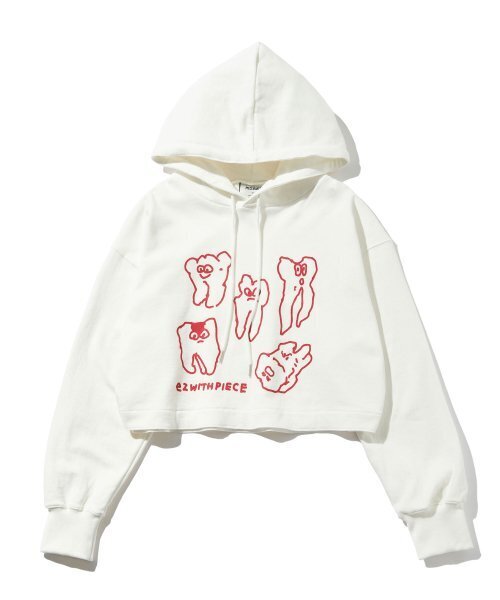 PIECEMAKER(ピースメーカー)の「TEETH SWEAT CROP HOODIE (IVORY)(パーカー・レディース・その他・FREE)」の2枚目の写真