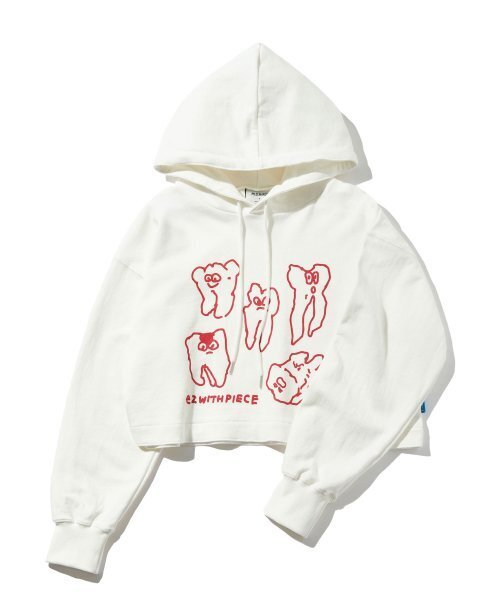 PIECEMAKER(ピースメーカー)の「TEETH SWEAT CROP HOODIE (IVORY)(パーカー・レディース・その他・FREE)」の3枚目の写真