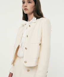 LIE MEQUE（リメーク）の「ミルキーウェイポケットツイードジャケットアイボリー（テーラードジャケット）」