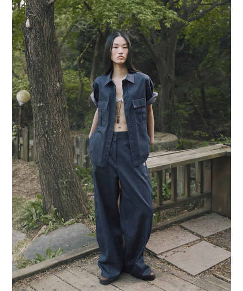 FROMWHERE（フロムウェア）の「POINT LINE COTTON DENIM PANTS D/BLUE（デニムパンツ・レディース・その他・MEDIUM/SMALL）」の4枚目の写真