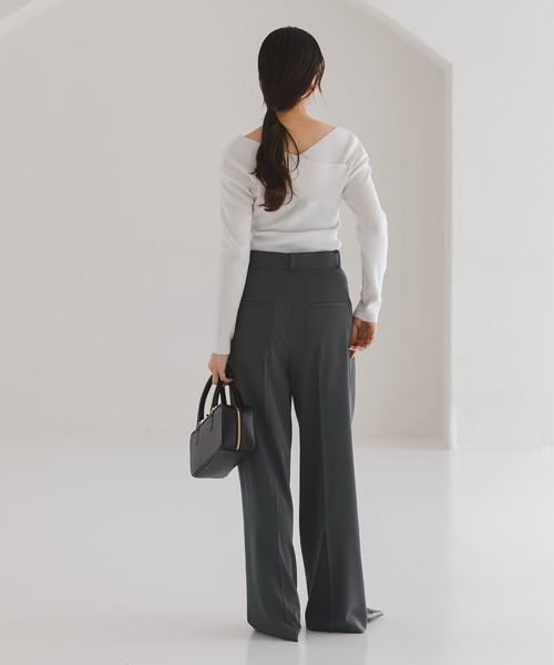 Noble（ノーブル）の「《追加・セットアップ対応》フローツイルスラックスパンツ（スラックス・レディース・モカ/ブルー/チャコールグレー・38/36/34/40）」の8枚目の写真