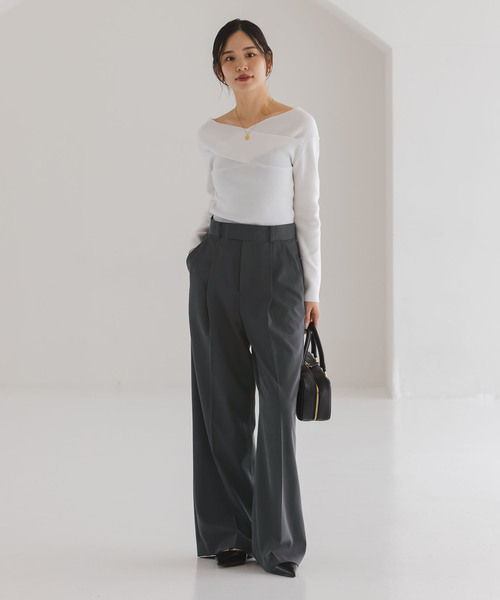 Noble（ノーブル）の「《追加・セットアップ対応》フローツイルスラックスパンツ（スラックス・レディース・モカ/ブルー/チャコールグレー・38/36/34/40）」の12枚目の写真