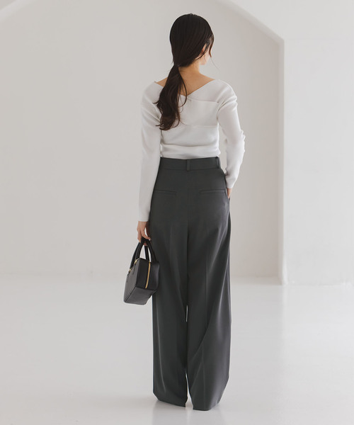 Noble（ノーブル）の「《追加・セットアップ対応》フローツイルスラックスパンツ（スラックス・レディース・モカ/ブルー/チャコールグレー・38/36/34/40）」の14枚目の写真