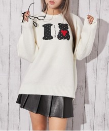 《I?Bear×袖ロゴ》ふわもちニットトップス 冬◎