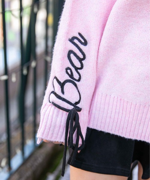 GORGE（ゴージ）の「《I?Bear×袖ロゴ》ふわもちニットトップス 冬◎（ニット/セーター・レディース・ピンク/グレー/アイボリー・F）」の12枚目の写真
