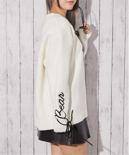 GORGE（ゴージ）の「《I?Bear×袖ロゴ》ふわもちニットトップス 冬◎（ニット/セーター・レディース・ピンク/グレー/アイボリー・F）」の14枚目の写真