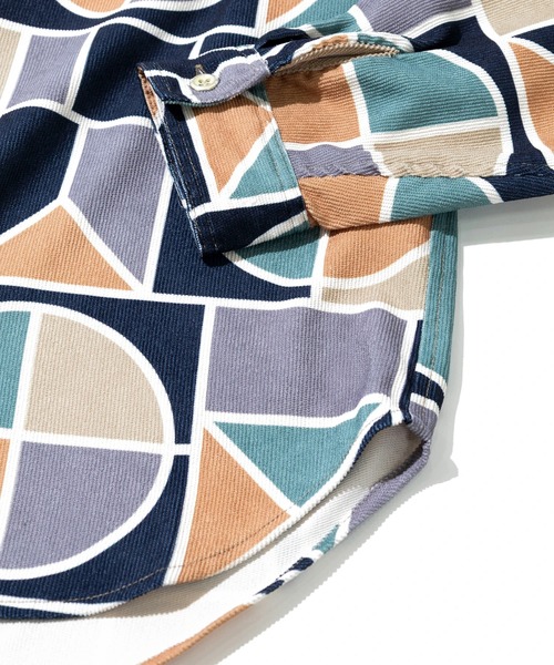 CUBE SUGAR（キューブシュガー）の「CUBE SUGAR/キューブシュガー　シャツコール 総柄プリント 切替 バンドカラーシャツ（シャツ/ブラウス・レディース・ベージュ/カーキ・FREE）」の7枚目の写真