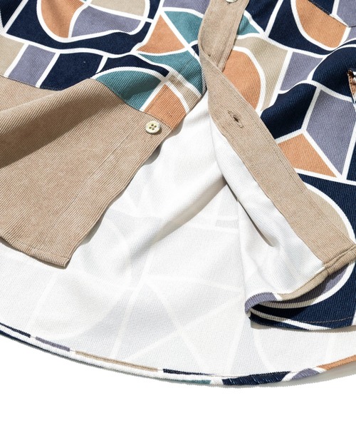 CUBE SUGAR（キューブシュガー）の「CUBE SUGAR/キューブシュガー　シャツコール 総柄プリント 切替 バンドカラーシャツ（シャツ/ブラウス・レディース・ベージュ/カーキ・FREE）」の8枚目の写真