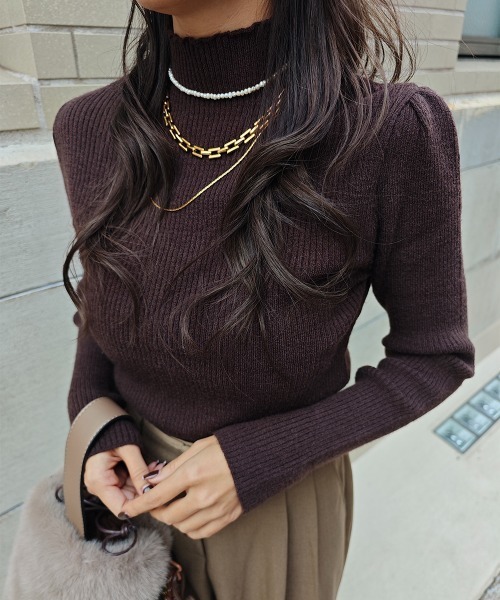 esutoreja（エストレジャ）の「パフスリーブハイネックニット（ニット/セーター・レディース・ブラック/グレー/ブラウン・FREE）」の3枚目の写真