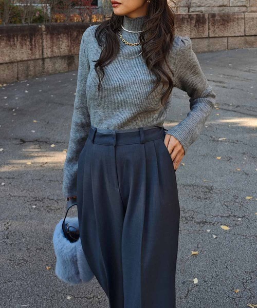 esutoreja（エストレジャ）の「パフスリーブハイネックニット（ニット/セーター・レディース・ブラック/グレー/ブラウン・FREE）」の2枚目の写真