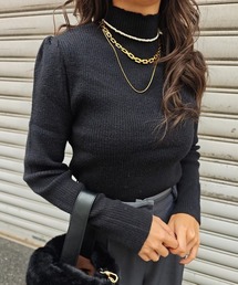 esutoreja | パフスリーブハイネックニット(ニット/セーター)