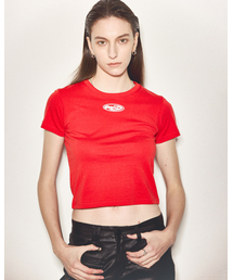 コットンショートスリーブクロップTシャツレッド