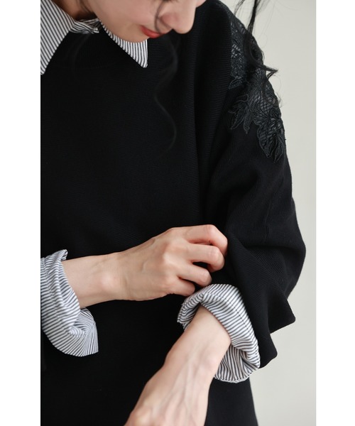 cawaii（カワイイ）の「「最高の普段着」肩レースニット トレーナー（ニット/セーター・レディース・アイボリー/ブラック・FREE）」の14枚目の写真