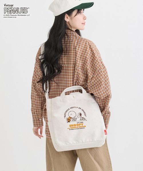 Vintage PEANUTS(ビンテージピーナッツ)の「ルートート / IP.ミディアム.2way.ピーナッツ-0X(ショルダーバッグ・レディース・グリーン/グレー/ホワイト系その他・FREE)」の1枚目の写真