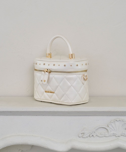 Rose Muse(ロゼミューズ)の「mini vanity with detachable fur handle(ハンドバッグ・レディース・ピンク/アイボリー・FREE)」の17枚目の写真