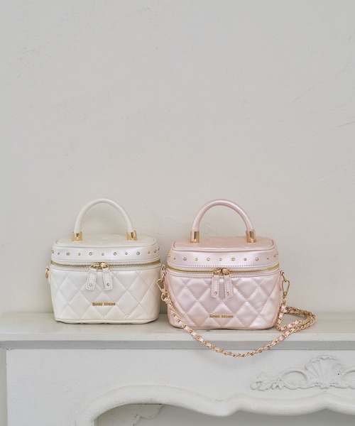 Rose Muse(ロゼミューズ)の「mini vanity with detachable fur handle(ハンドバッグ・レディース・ピンク/アイボリー・FREE)」の19枚目の写真