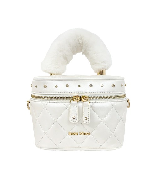 mini vanity with detachable fur handle（ハンドバッグ）｜Rose Muse