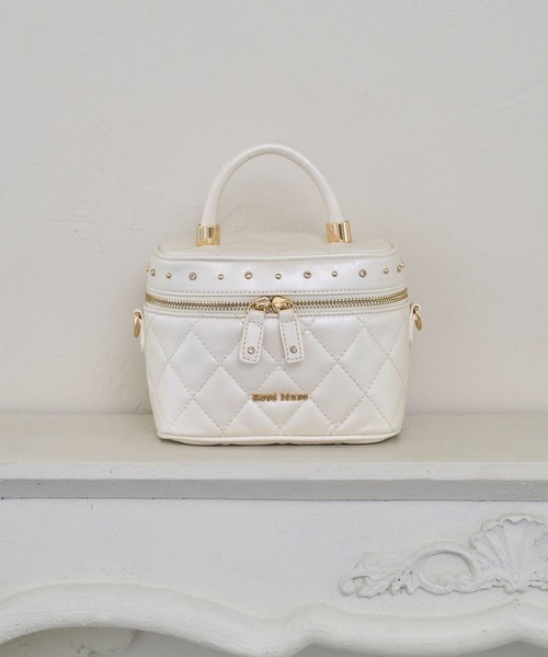 Rose Muse(ロゼミューズ)の「mini vanity with detachable fur handle(ハンドバッグ・レディース・ピンク/アイボリー・FREE)」の14枚目の写真