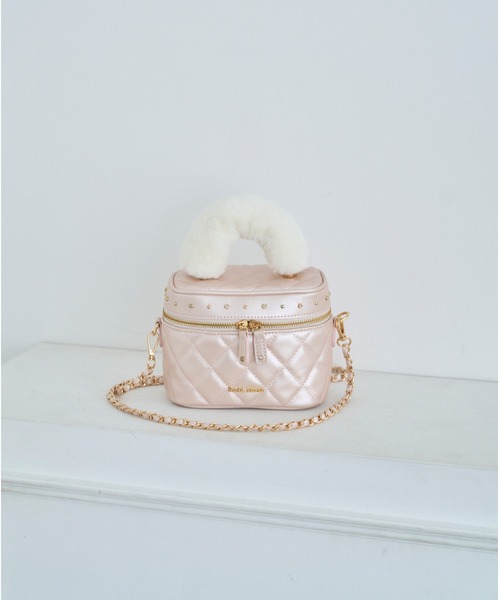 Rose Muse(ロゼミューズ)の「mini vanity with detachable fur handle(ハンドバッグ・レディース・ピンク/アイボリー・FREE)」の16枚目の写真