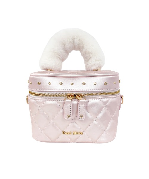Rose Muse(ロゼミューズ)の「mini vanity with detachable fur handle(ハンドバッグ・レディース・ピンク/アイボリー・FREE)」の7枚目の写真
