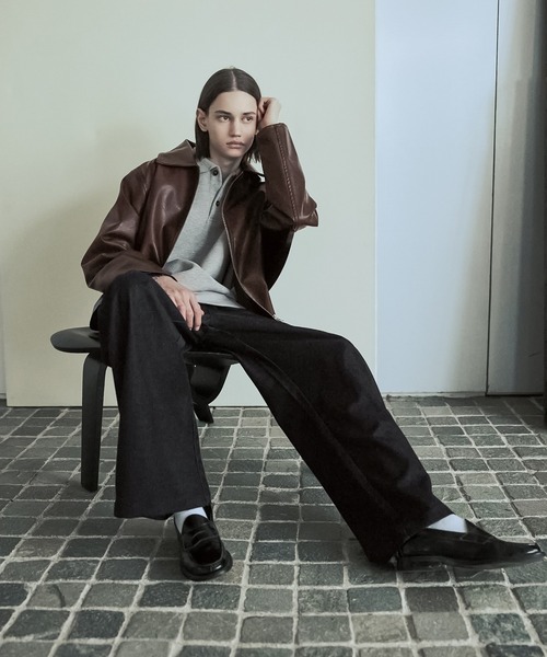 ASTRONOMY（アストロノミー）の「【セットアップ対応】【ネバーリジット】ワイド2タックTRデニムスラックス（デニムパンツ・メンズ・ブラック/ブルー・S/M/L/XL）」の3枚目の写真