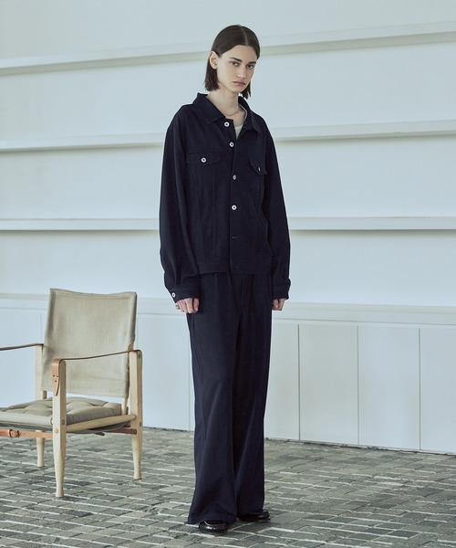 ASTRONOMY（アストロノミー）の「【セットアップ対応】【ネバーリジット】ワイド2タックTRデニムスラックス（デニムパンツ・メンズ・ブラック/ブルー・S/M/L/XL）」の8枚目の写真