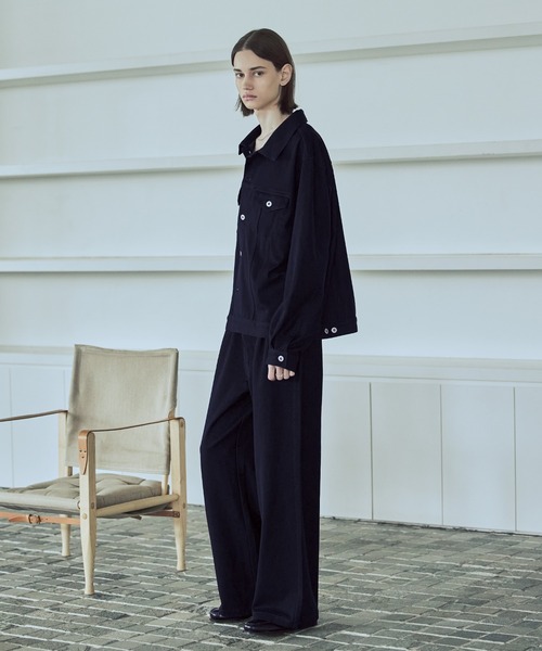 ASTRONOMY（アストロノミー）の「【セットアップ対応】【ネバーリジット】ワイド2タックTRデニムスラックス（デニムパンツ・メンズ・ブラック/ブルー・S/M/L/XL）」の9枚目の写真