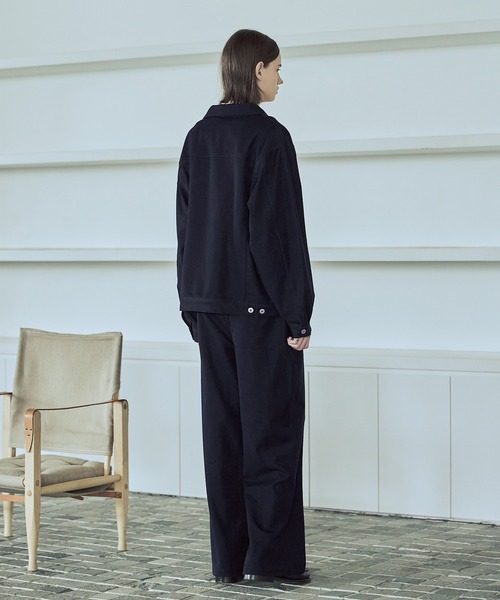 ASTRONOMY（アストロノミー）の「【セットアップ対応】【ネバーリジット】ワイド2タックTRデニムスラックス（デニムパンツ・メンズ・ブラック/ブルー・S/M/L/XL）」の12枚目の写真