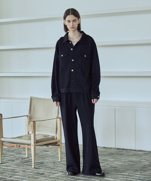 ASTRONOMY（アストロノミー）の「【セットアップ対応】【ネバーリジット】ワイド2タックTRデニムスラックス（デニムパンツ・メンズ・ブラック/ブルー・S/M/L/XL）」の13枚目の写真