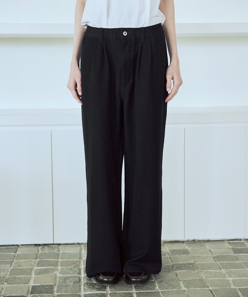 ASTRONOMY（アストロノミー）の「【セットアップ対応】【ネバーリジット】ワイド2タックTRデニムスラックス（デニムパンツ・メンズ・ブラック/ブルー・S/M/L/XL）」の14枚目の写真