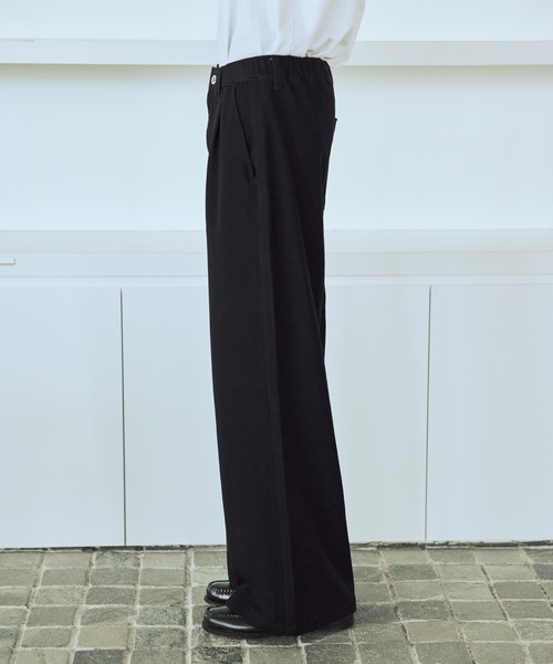 ASTRONOMY（アストロノミー）の「【セットアップ対応】【ネバーリジット】ワイド2タックTRデニムスラックス（デニムパンツ・メンズ・ブラック/ブルー・S/M/L/XL）」の15枚目の写真