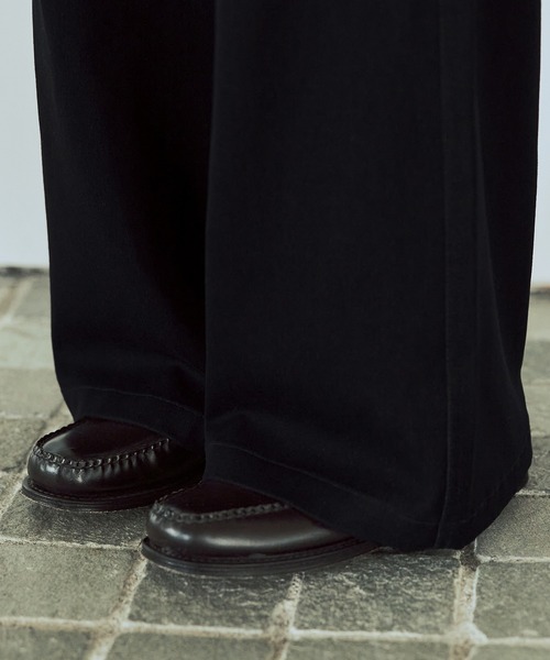 ASTRONOMY（アストロノミー）の「【セットアップ対応】【ネバーリジット】ワイド2タックTRデニムスラックス（デニムパンツ・メンズ・ブラック/ブルー・S/M/L/XL）」の21枚目の写真