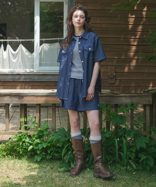 LOSSYROW（ロッシロー）の「L&R blue sea water denim shirts DeepBlue（シャツ/ブラウス・レディース・その他・FREE）」の3枚目の写真