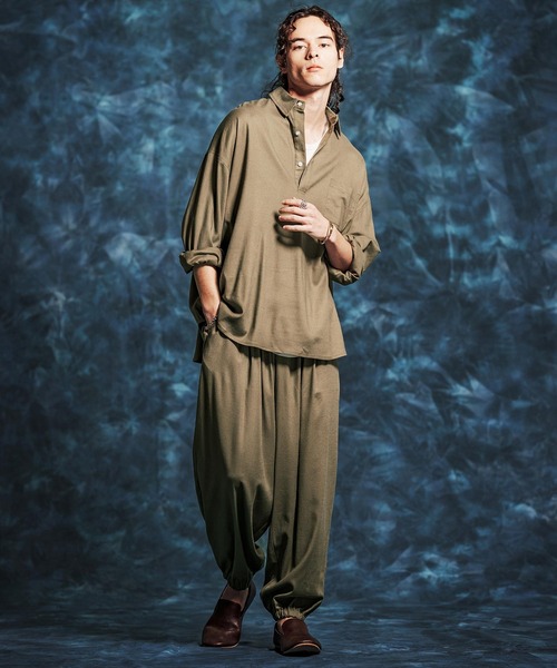 Jih Nunc（ジーヌンク）の「ms6375-レーヨンリネンプルオーバーシャツ(JIH-R1157)（シャツ/ブラウス・メンズ・キナリ/カーキ/ブラック・L/M/S）」の10枚目の写真