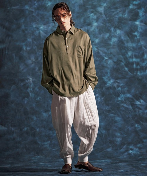 Jih Nunc（ジーヌンク）の「ms6375-レーヨンリネンプルオーバーシャツ(JIH-R1157)（シャツ/ブラウス・メンズ・キナリ/カーキ/ブラック・L/M/S）」の12枚目の写真