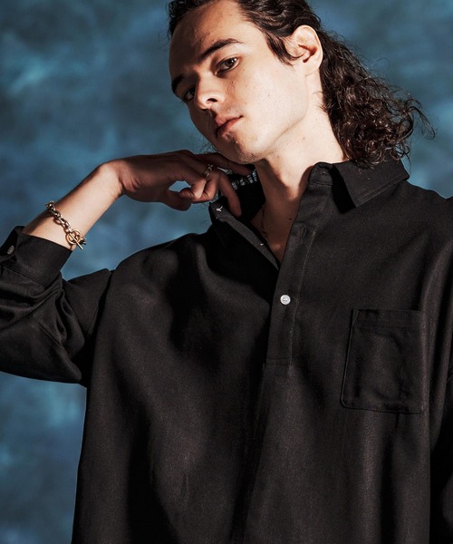 Jih Nunc（ジーヌンク）の「ms6375-レーヨンリネンプルオーバーシャツ(JIH-R1157)（シャツ/ブラウス・メンズ・キナリ/カーキ/ブラック・L/M/S）」の21枚目の写真