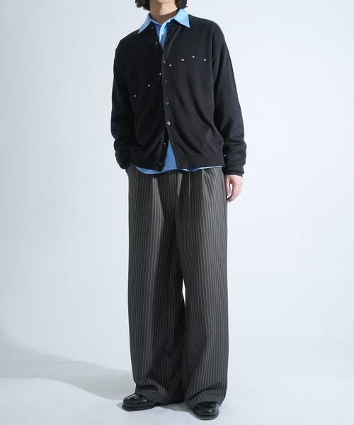 Starting Over(スターティングオーバー)の「studded high-gauge knit crewneck cardigan/スタッズ デザイン ハイゲージ ニット クルーネック カーディガン 短丈 カーデ(カーディガン/ボレロ・メンズ・ブラック/グレー・M/L)」の17枚目の写真