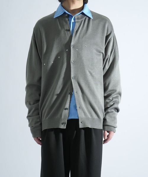 Starting Over(スターティングオーバー)の「studded high-gauge knit crewneck cardigan/スタッズ デザイン ハイゲージ ニット クルーネック カーディガン 短丈 カーデ(カーディガン/ボレロ・メンズ・ブラック/グレー・M/L)」の19枚目の写真