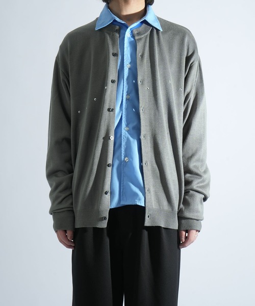 Starting Over(スターティングオーバー)の「studded high-gauge knit crewneck cardigan/スタッズ デザイン ハイゲージ ニット クルーネック カーディガン 短丈 カーデ(カーディガン/ボレロ・メンズ・ブラック/グレー・M/L)」の21枚目の写真