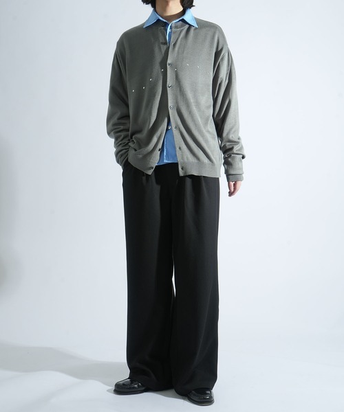 Starting Over(スターティングオーバー)の「studded high-gauge knit crewneck cardigan/スタッズ デザイン ハイゲージ ニット クルーネック カーディガン 短丈 カーデ(カーディガン/ボレロ・メンズ・ブラック/グレー・M/L)」の22枚目の写真