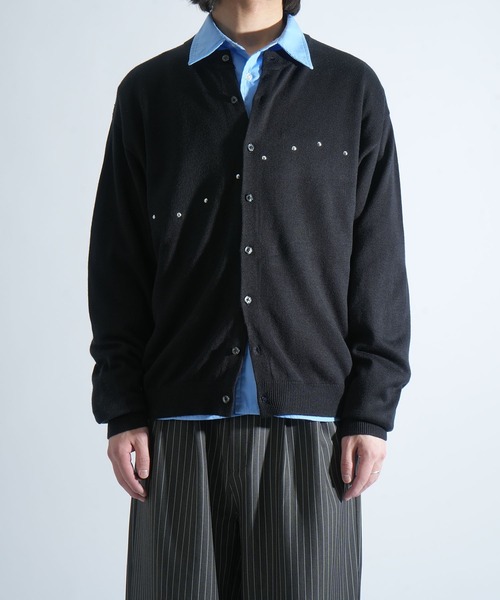 Starting Over(スターティングオーバー)の「studded high-gauge knit crewneck cardigan/スタッズ デザイン ハイゲージ ニット クルーネック カーディガン 短丈 カーデ(カーディガン/ボレロ・メンズ・ブラック/グレー・M/L)」の15枚目の写真