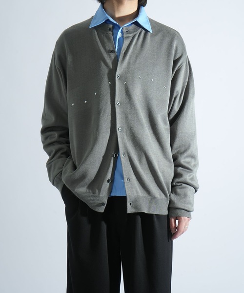 Starting Over(スターティングオーバー)の「studded high-gauge knit crewneck cardigan/スタッズ デザイン ハイゲージ ニット クルーネック カーディガン 短丈 カーデ(カーディガン/ボレロ・メンズ・ブラック/グレー・M/L)」の20枚目の写真