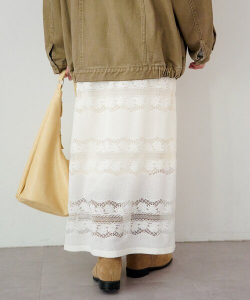 Kastane（カスタネ）の「レースボーダースカート（スカート・レディース・アイボリー/ブラック・FREE）」の6枚目の写真
